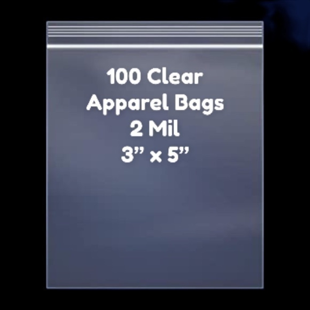 Clear Apparel Bags Zip Top Reusable 2 Mil Strong - 100 (3”x5”)